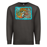 Smoke western wooden wheel cowboy boots Premium Sweatshirt - AdoDesignShop