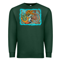 Sports Green western wooden wheel cowboy boots Premium Sweatshirt - AdoDesignShop