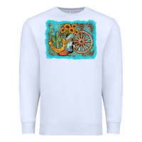 White western wooden wheel cowboy boots Premium Sweatshirt - AdoDesignShop