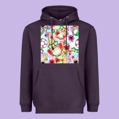 Summer Gnome Seamless Pattern Heavyweight Hoodie Designed By Bundleandbundleshop