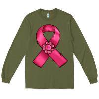 Army Green breast cancer awareness ribbon Long Sleeve Tee - RanaPortraitStore