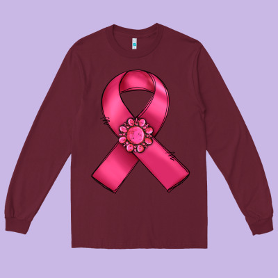 Breast Cancer Awareness Ribbon Long Sleeve Tee Designed By Ranaportraitstore