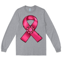 Heather Grey breast cancer awareness ribbon Long Sleeve Tee - RanaPortraitStore