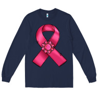 Navy breast cancer awareness ribbon Long Sleeve Tee - RanaPortraitStore
