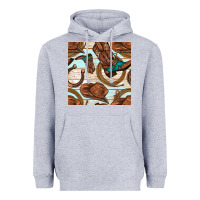 Heather Grey cowboy western seamless pattern Heavyweight Hoodie - BundleAndBundleShop