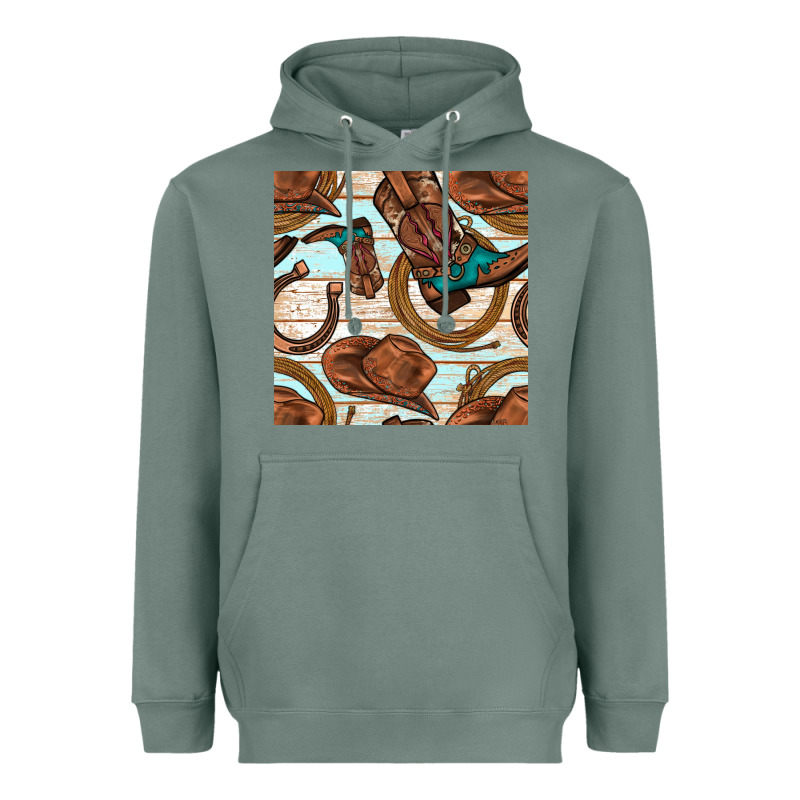 Cowboy Western Seamless Pattern Heavyweight Hoodie by BundleAndBundleShop | Teevron