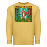 Antique Gold goat with sunflower and cactus Premium Sweatshirt - Artiststas