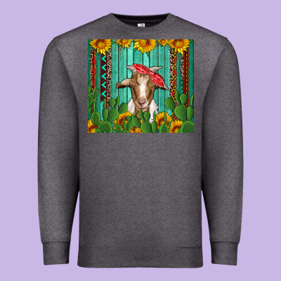 Goat With Sunflower And Cactus Premium Sweatshirt Designed By Artiststas