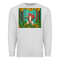 Dove Grey goat with sunflower and cactus Premium Sweatshirt - Artiststas