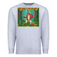 Heather Grey goat with sunflower and cactus Premium Sweatshirt - Artiststas