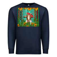 Navy goat with sunflower and cactus Premium Sweatshirt - Artiststas