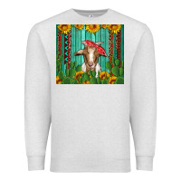 Oatmeal Heather goat with sunflower and cactus Premium Sweatshirt - Artiststas