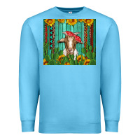 Ocean Blue goat with sunflower and cactus Premium Sweatshirt - Artiststas