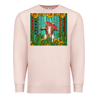 Pale Pink goat with sunflower and cactus Premium Sweatshirt - Artiststas