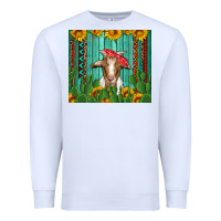 White goat with sunflower and cactus Premium Sweatshirt - Artiststas