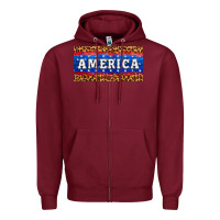 Burgundy america license plate Zipper Hoodie - HRA Design Shop