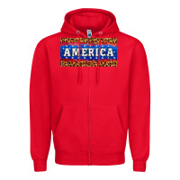 Red america license plate Zipper Hoodie - HRA Design Shop