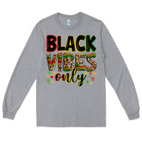 Heather Grey black vibes only Long Sleeve Tee - Zillion Design Studio