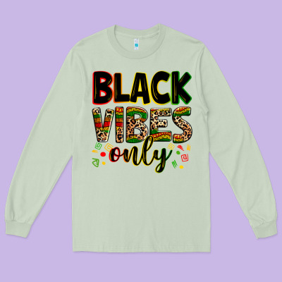 Black Vibes Only Long Sleeve Tee Designed By Zillion Design Studio