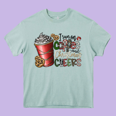 I Run On Coffee And Christmas Cheers Heavy Core Tee Designed By Cowhidedigitalart