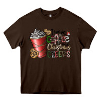 Chocolate Brown I Run On Coffee And Christmas Cheers Heavy Core Tee - CowhideDigitalArt