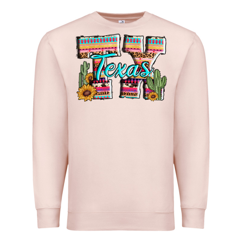 Texas Tx Aztec Cactus Leopard Premium Sweatshirt by AdoDesignShop | Teevron