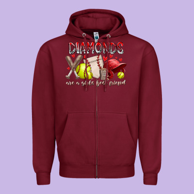 Diamonds Are A Girls Best Friends Zipper Hoodie Designed By Racoondesign