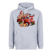 Heather Grey christmas tree cake with farm track and santa ado Heavyweight Hoodie - AdoDesignShop