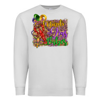Dove Grey mardi gras vibes crawfish mask and fleur de lis Premium Sweatshirt - Artiststas