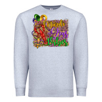 Heather Grey mardi gras vibes crawfish mask and fleur de lis Premium Sweatshirt - Artiststas