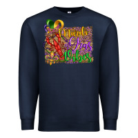 Navy mardi gras vibes crawfish mask and fleur de lis Premium Sweatshirt - Artiststas