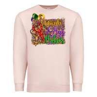 Pale Pink mardi gras vibes crawfish mask and fleur de lis Premium Sweatshirt - Artiststas