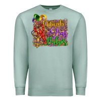 Seafoam mardi gras vibes crawfish mask and fleur de lis Premium Sweatshirt - Artiststas