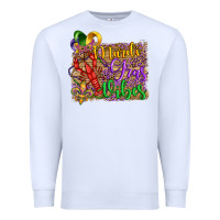 White mardi gras vibes crawfish mask and fleur de lis Premium Sweatshirt - Artiststas