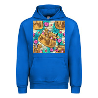Cobalt hairdresser apron and flowers with turquoise glitter seamless pattern  Urban Hoodie - BundleAndBundleShop