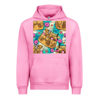 Fuchsia Pink hairdresser apron and flowers with turquoise glitter seamless pattern  Urban Hoodie - BundleAndBundleShop
