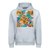Heather Grey hairdresser apron and flowers with turquoise glitter seamless pattern  Urban Hoodie - BundleAndBundleShop