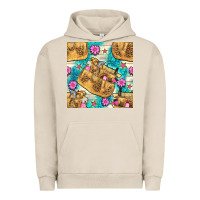 Pigment French Oak hairdresser apron and flowers with turquoise glitter seamless pattern  Urban Hoodie - BundleAndBundleShop