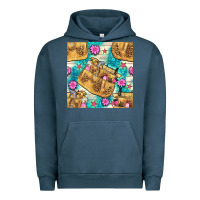 Pigment Midnight Navy hairdresser apron and flowers with turquoise glitter seamless pattern  Urban Hoodie - BundleAndBundleShop
