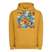 Pigment Peanut Butter hairdresser apron and flowers with turquoise glitter seamless pattern  Urban Hoodie - BundleAndBundleShop