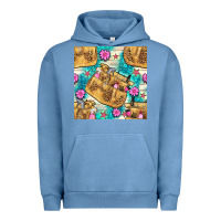 Pigment Pebble Blue hairdresser apron and flowers with turquoise glitter seamless pattern  Urban Hoodie - BundleAndBundleShop