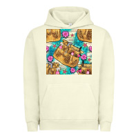 Pigment Pistachio hairdresser apron and flowers with turquoise glitter seamless pattern  Urban Hoodie - BundleAndBundleShop