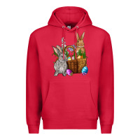 Cardinal Bunnys carrots eggs with basket Easter Premium Hoodie - NancyCooperArtShop