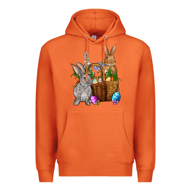 Bunnys Carrots Eggs With Basket Easter Premium Hoodie by NancyCooperArtShop | Teevron