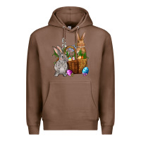 Chestnut Bunnys carrots eggs with basket Easter Premium Hoodie - NancyCooperArtShop