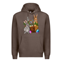 Coffee Bunnys carrots eggs with basket Easter Premium Hoodie - NancyCooperArtShop