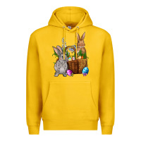 Lemon Bunnys carrots eggs with basket Easter Premium Hoodie - NancyCooperArtShop