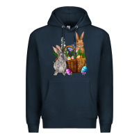 Navy Bunnys carrots eggs with basket Easter Premium Hoodie - NancyCooperArtShop