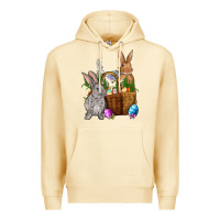 Pina Colada Bunnys carrots eggs with basket Easter Premium Hoodie - NancyCooperArtShop