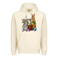 Sandshell Bunnys carrots eggs with basket Easter Premium Hoodie - NancyCooperArtShop